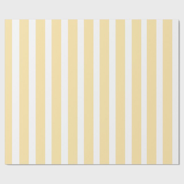Papel De Presente Amarelo Pastel e Listra Vertical Branca (Aberto)