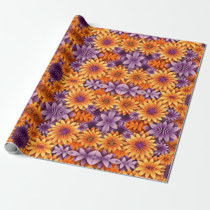 Papel De Presente Amarelo Roxo Girassol