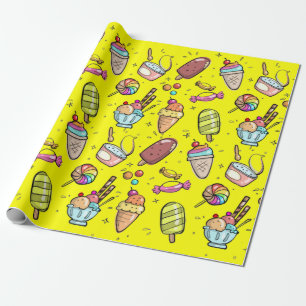 Papel De Presente Amarelo sorvete