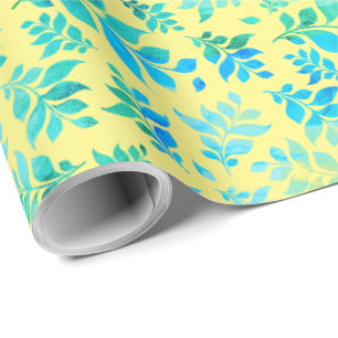 Papel De Presente Amarelo suntuoso Luscioso Azul Cor Verde