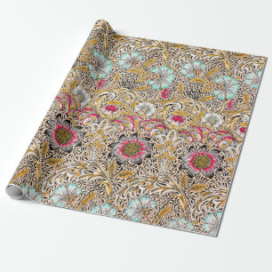Papel De Presente Amarelo vintage rosa Corncockle de William Morris