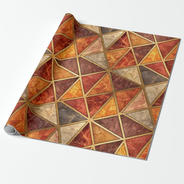 Papel De Presente Âmbar Derretido e Geométrico Carmesim - Mosaico de (Desenrolado)