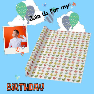 Papel De Presente Ambiente de Filha de Aves Cutas Pattern