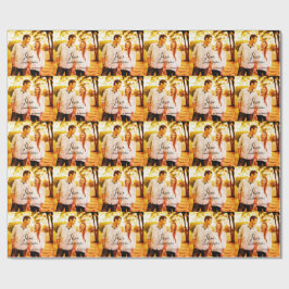 Papel De Presente Ame o nome da adição de fotos. Casal de casamento