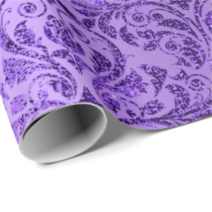 Papel De Presente Ameixa violeta Amethyst do roxo real do damasco