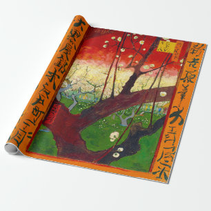 Papel De Presente Ameixeira em Flor de Van Gogh segundo Hiroshige