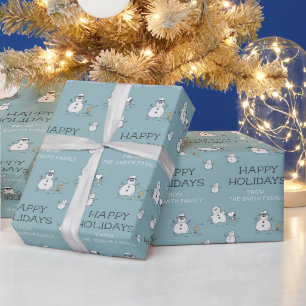 Papel De Presente Amendoins - Inverno Snowman Personalizável