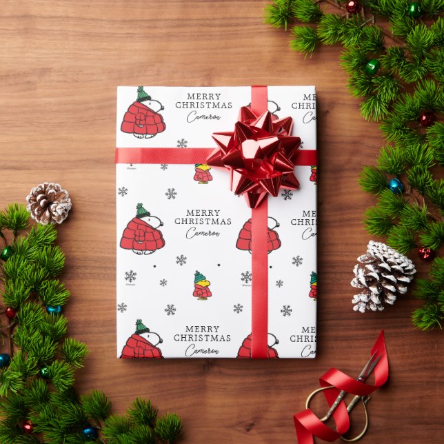 Papel De Presente Amendoins | Jaqueta Snoopy Red Puffer (Presente de Natal)