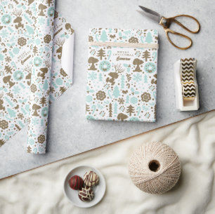 Papel De Presente Amendoins   Padrão de Natal Snoopy Frosty