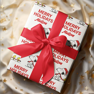 Papel De Presente Amendoins Snoopy & Friends Winter Adicione seu