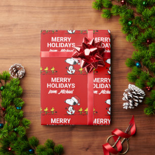 Papel De Presente Amendoins Snoopy & Friends Winter Adicione seu