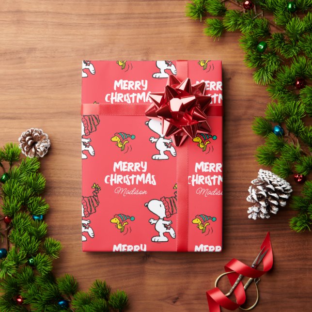 Papel De Presente Amendoins | Snoopy Winter Beanie Boné | Adicione s (Presente de Natal)