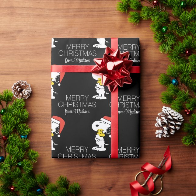 Papel De Presente Amendoins | Snoopy & Woodstock | Adicione seu nome (Presente de Natal)