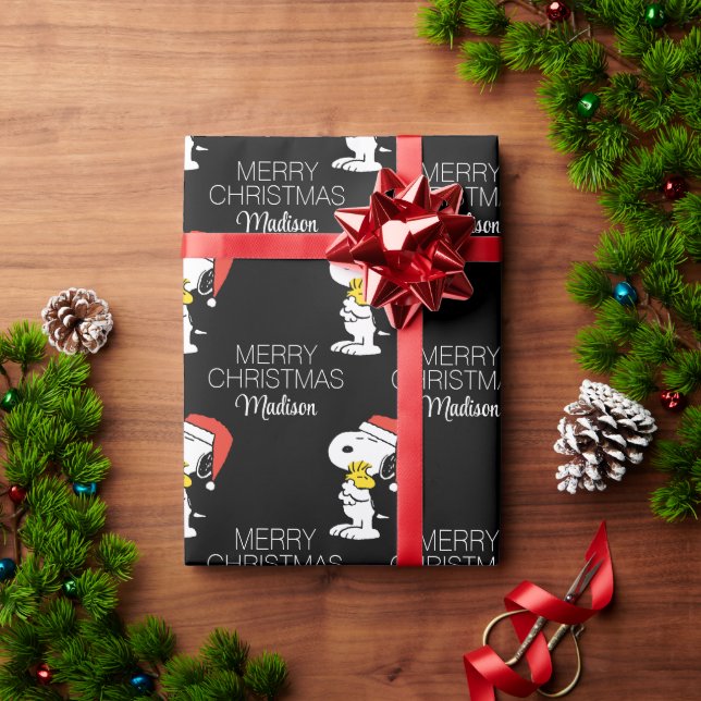 Papel De Presente Amendoins | Snoopy & Woodstock | Adicione seu nome (Presente de Natal)