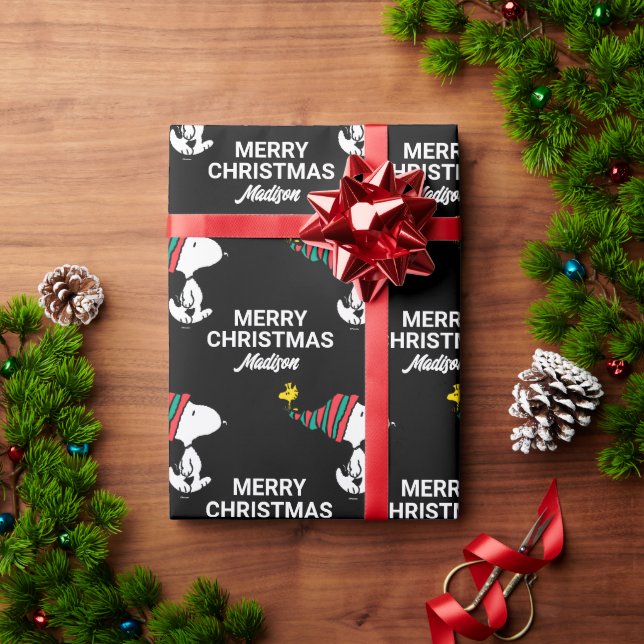 Papel De Presente Amendoins | Snoopy & Woodstock | Adicione seu nome (Presente de Natal)