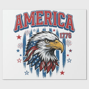 Papel De Presente América 1776 Camisa Patriótica Águia Vintage Desig