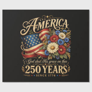 Papel De Presente América 250 Anos Desde 1776 Presente Floral Patrió