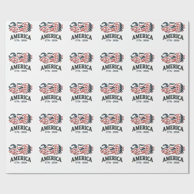 Papel De Presente América 250 Estrelas e Listras Patrióticas  (Aberto)