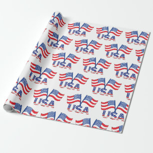 Papel De Presente American Flag American USA Pattern