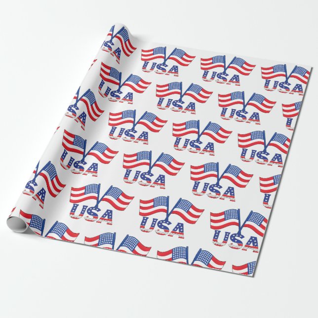 Papel De Presente American Flag American USA Pattern (Desenrolado)