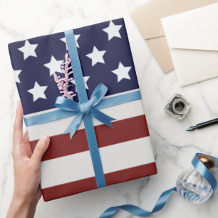 Papel De Presente American Flag American USA Pattern
