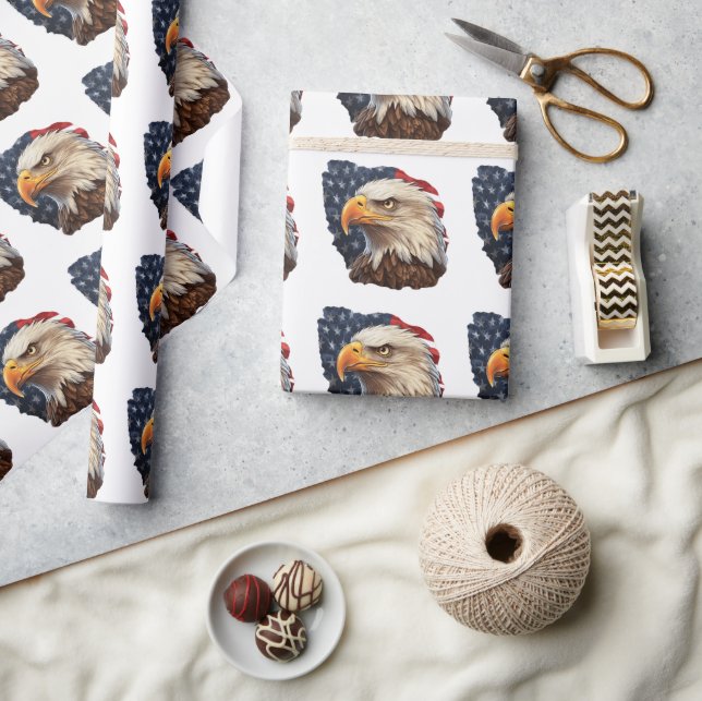 Papel De Presente American Flag Bald Eagle (Artesanato)