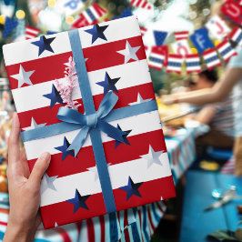 Papel De Presente Americana Red White Blue Stars And Stripes
