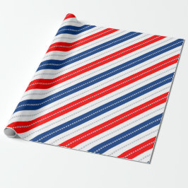 Papel De Presente Americana Red White Blue Stars & Stripes