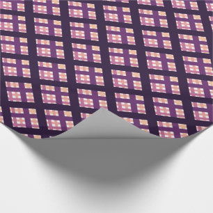 Papel De Presente Ametist Pêssego, cor-de-rosa, Xadrez Lilac-Stripe