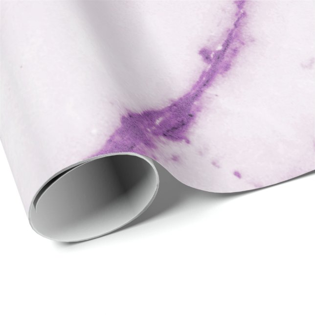 Papel De Presente Ametist Roxo Plum White Carrara Stone (Ponta do rolo)