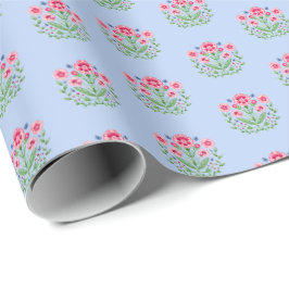 Papel De Presente Amherst Floral Impresso em Azul