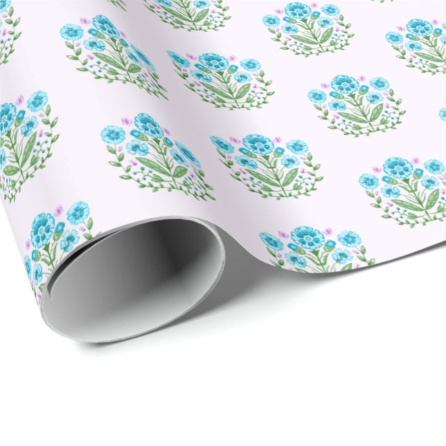 Papel De Presente Amherst Floral Print on Lavender (Ponta do rolo)