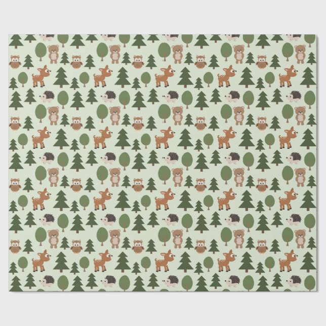 Papel De Presente Amigos da Floresta Natural (Barra)