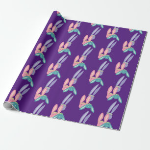 Papel De Presente Amigos de Bebê Coelho Rosa Roxo Divertido Aniversá