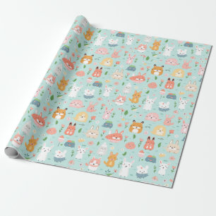 Papel De Presente Amigos do Springtime - Padrões Animais Reproduzíve