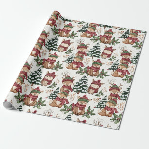Papel De Presente Amigos Fofos da Floresta de Inverno – Animais de F