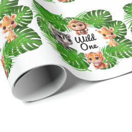 Papel De Presente Amigos Safari girafa zebra elefante-macaco-zebra