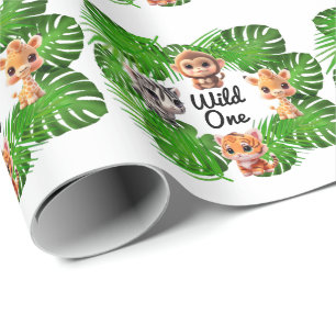 Papel De Presente Amigos Safari girafa zebra elefante-macaco-zebra