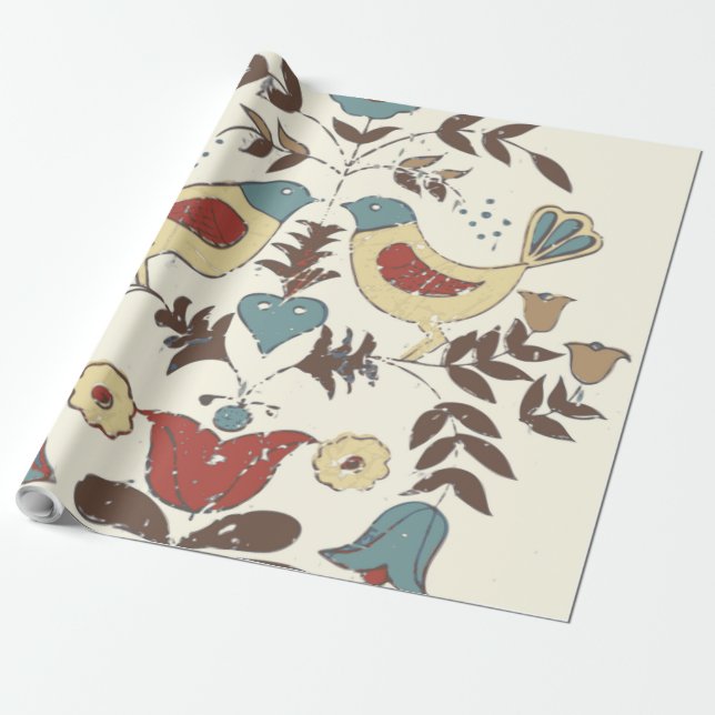 Papel De Presente Amish Hex Sinal Bird Americana da Pensilvânia Hola (Desenrolado)