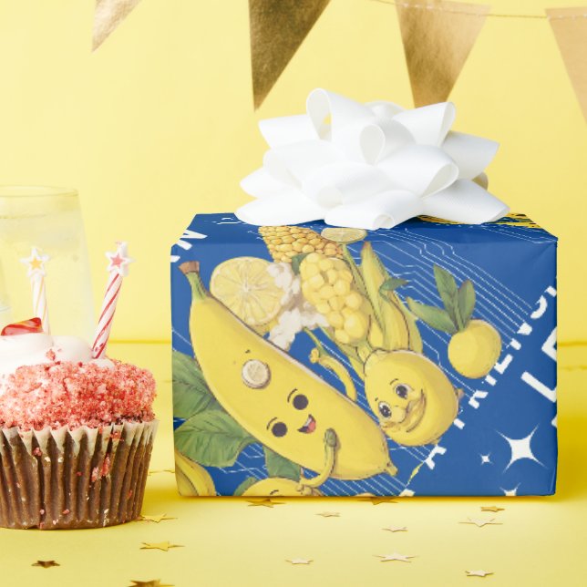 Papel De Presente Amizade Fiesta Lemon Banana E Milho (Festa de aniversário)