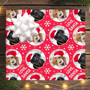 Papel De Presente Amo Papai Noel Nome Personalizado 4 Fotos Vermelho