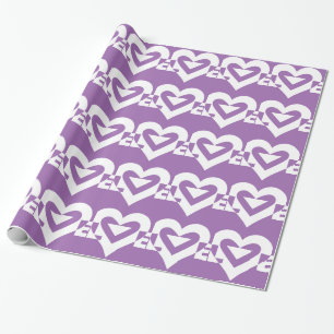 Papel De Presente Amor branco em roxo