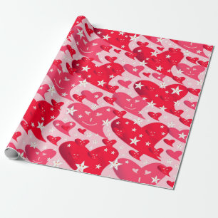 Papel De Presente amor + corações, roteiro + padrão, cor + decente,
