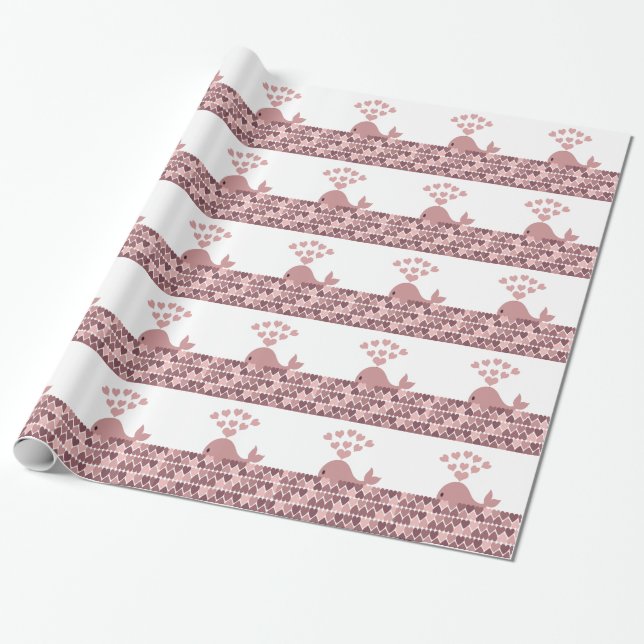 Papel De Presente Amor de Baleia Rosa (Desenrolado)
