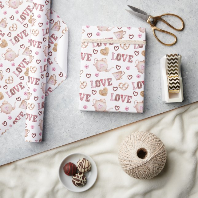Papel De Presente Amor de Chá Dia dos Namorados (Artesanato)