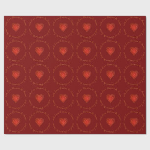 Papel De Presente Amor de coração vermelho e geométrico de ouro mode