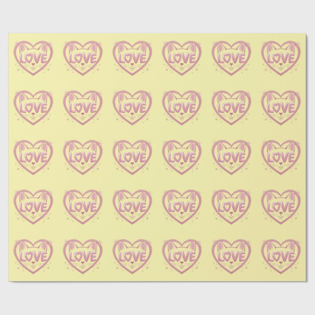 Papel De Presente Amor de Gato Brilhante (Aberto)
