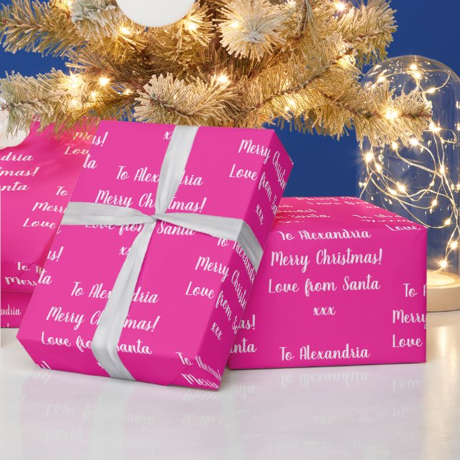 Papel De Presente Amor De Natal De Papais noeis Personalizados Rosa  (Feriados)
