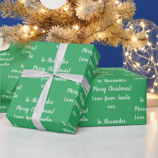 Papel De Presente Amor de Natal De Papais noeis Personalizados Verde (Feriados)