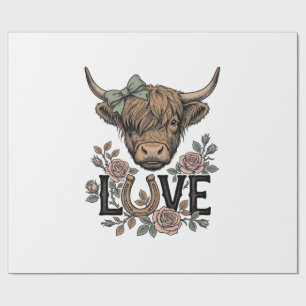 Papel De Presente Amor de Vaca das Terras Altas Floral Vintage Ferra